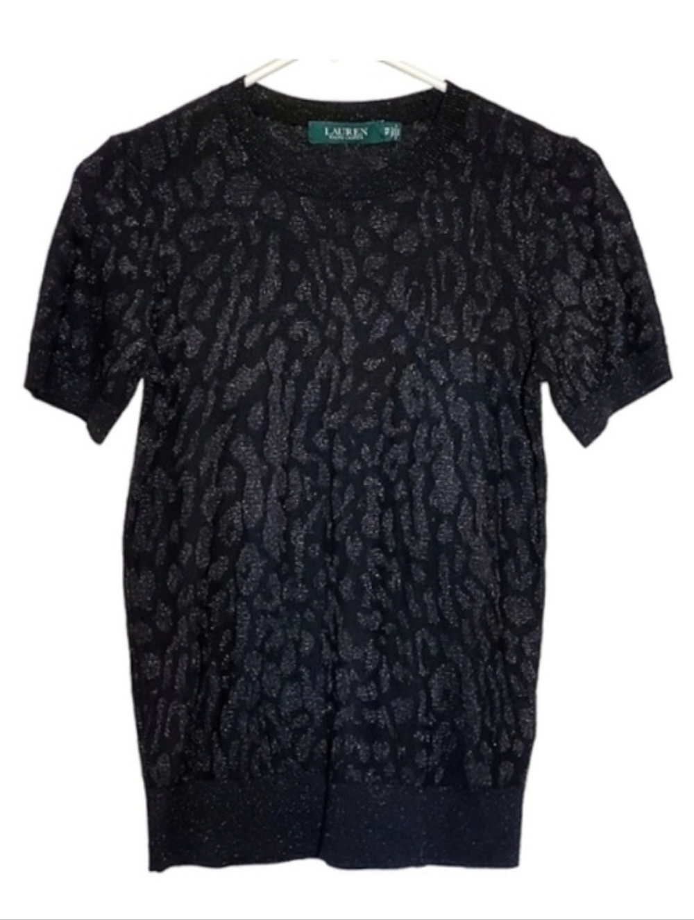 1128 * Lauren Ralph Lauren Metallic Animal Print Sweater Black Size XS